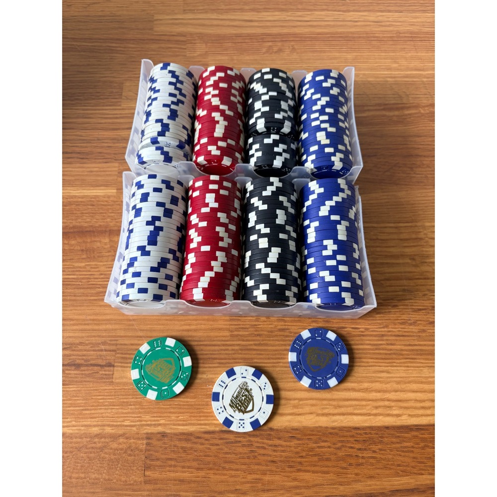 Dice Edge & Milwaukee's Best Light Poker Chip Bundle w/ Trays Multi-Color 198 pc